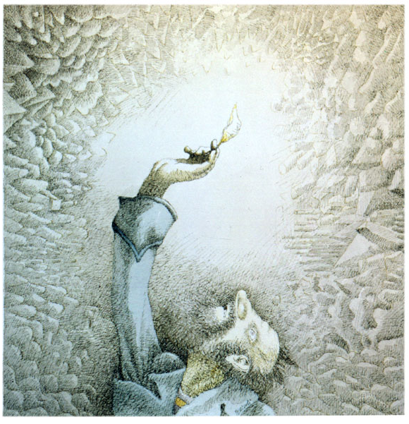 Robinson nella caverna, 1984 di Tullio Pericoli - acquarello e china su carta